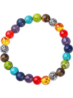 Qiuhong Shop B0893C Lava Taş Bilezikler Kadın Erkek Çakra Bilezikler Hint Yoga Takı Şanslı Fil Fatima El Charm Boncuk Strand Braclets (Yurt Dışından)