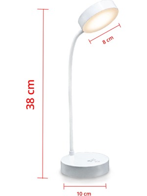 Nefertiya Ps-1931 Şarjlı Dokunmatik 20 Led Çalışma Okuma Işığı Flexible Masa Lambası Beyaz