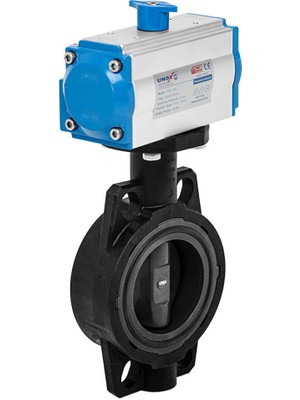 Unox Ø 160 Tek Etkili Pnömatik Aktüatörlü Kelebek Vana Asit Için