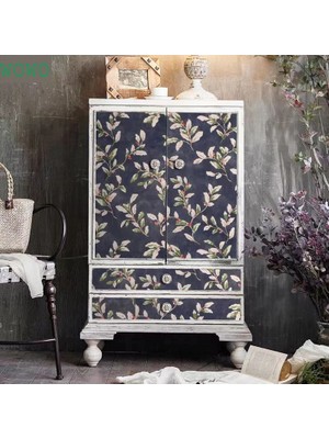 Longbang Shop Mavi Stil 45X100CM Çiçek Desenli Kağıt Su Geçirmez Çıkarılabilir Mobilya Yenileme Vinil Kendinden Yapışkanlı Duvar Kağıdı (Yurt Dışından)