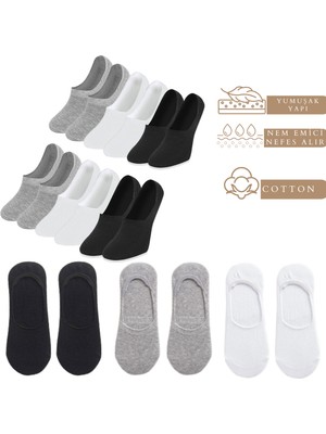 Kral Socks Kadın - Erkek Düz Desen (6 Çift) Pamuklu Terletmez Babet Çorap