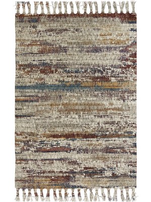 Woopsh Babil Seri 013 Renkli Kırçıllı Desenli Kara Tezgah Çift Taraflı Kilim