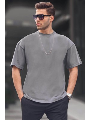 Madmext Erkek Füme Oversize Fit Basic T-Shirt 6066
