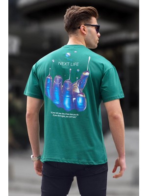 Madmext Koyu Yeşil Sırt Baskılı Regular Fit Erkek T-Shirt 6121