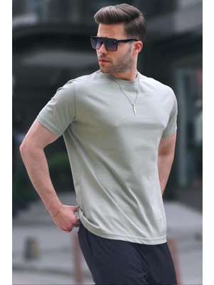Madmext Çağla Yeşili Regular Fit Basic Erkek Tişört 6131