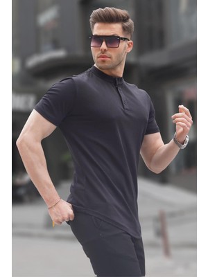 Madmext Siyah Polo Yaka Basic Erkek Tişört 6132