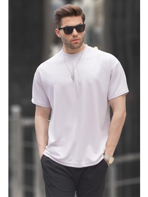 Madmext Boyalı Gri Oversize Basic Erkek Tişört 6127