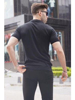 Madmext Siyah Polo Yaka Triko Erkek Tişört 6353