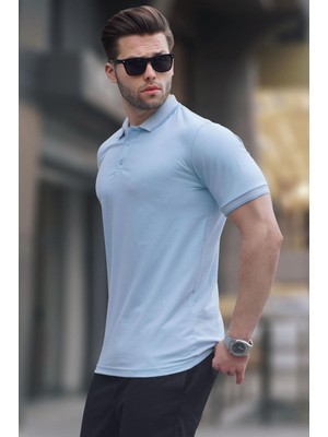 Madmext Mavi Regular Fit Erkek Polo Yaka Tişört 6105