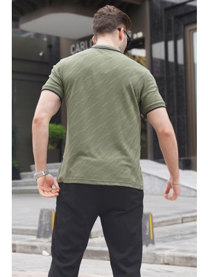 Madmext Haki Yeşil Polo Yaka Regular Fit Erkek T-Shirt 6110
