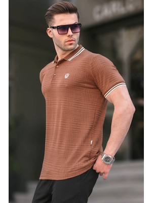 Madmext Kahverengi Basic Regular Fit Erkek Polo Yaka Tişört 6100