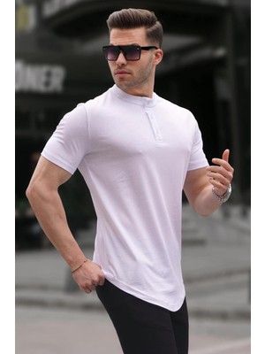 Madmext Beyaz Polo Yaka Basic Erkek Tişört 6132