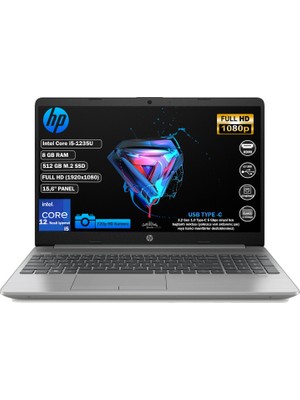 HP 250 G9 Intel Core i5-1235U 8 GB 512 GB SSD FreeDos 15.6" FHD 6Q8M5ES Taşınabilir Dizüstü Bilgisayar