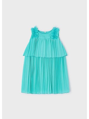 Mayoral Kız Çocuk Fırfır Omuzlu Piliseli Elbise
