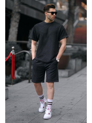 Madmext Siyah Basic Erkek Şort Takımı 5943