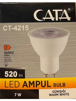 Cata CT-4215 LED Ampul GU10 Duy Günışığı (Sarı) 7W - 5 Adet