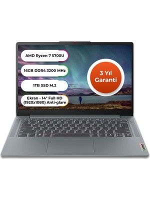 Lenovo Ideapad 1 Amd Ryzen™ 7 5700U 16 GB 1 Tb SSD Freedos 14 Inç 82R3007DTX