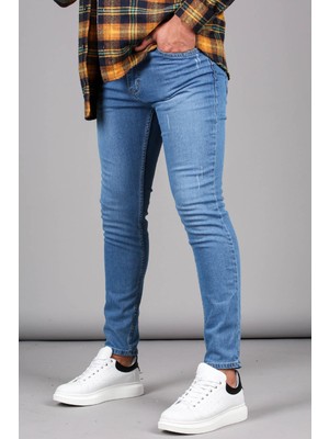 Madmext Erkek Mavi Tırnaklı Skinny Fit Jean 6341