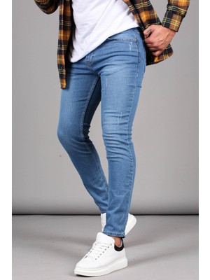 Madmext Erkek Mavi Tırnaklı Skinny Fit Jean 6341 %98 Cotton %2 Elastan Konforlu Tasarım