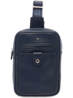 Tergan  Lacivert Hakiki Deri Erkek Çapraz Askılı Çanta - S1AC00021479-M80