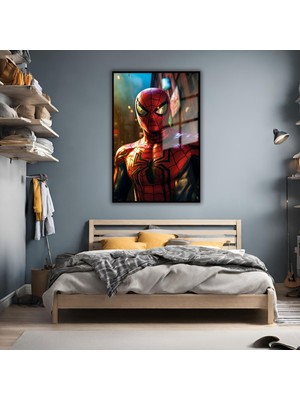 Gaagart Metal Çerçeveli Temperli Cam Tablo Film Karakteri Spider Man
