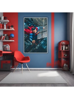 Gaagart Metal Çerçeveli Temperli Cam Tablo Film Karakteri Superman