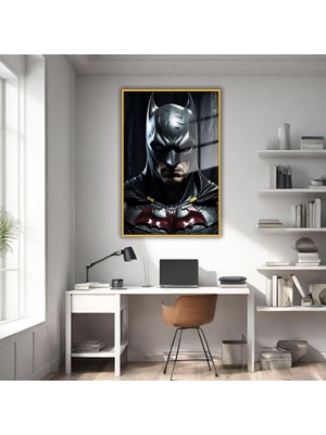 Gaagart Metal Çerçeveli Cam Tablo Film Karakteri Yakın Çekim Batman