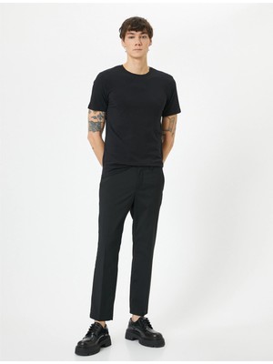 Koton 4SAM10035HK 999 Sıyah Erkek Pamuk Jersey Kısa Kollu Basıc T-Shirt