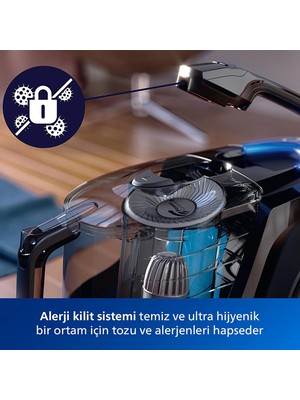 Philips 7000 Serisi PowerPro Max Torbasız Elektrikli Süpürge, 750W, PowerCyclone 8, Alerji Kilit Sistemi, TriActive+ Başlık, FC9749/07 