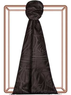 Ipekevi Zebra Jakar Desenli Ipek Şal 05139-SIYAH