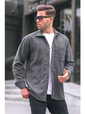 Madmext Antrasit Regular Fit Oduncu Gömlek 5580