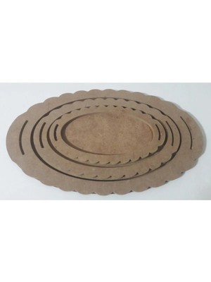 Muar Ahşap Boyanabilir Mdf Oval Tepsi - 3'lü Set