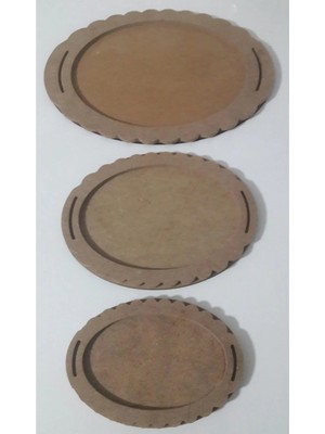 Muar Ahşap Boyanabilir Mdf Oval Tepsi - 3'lü Set