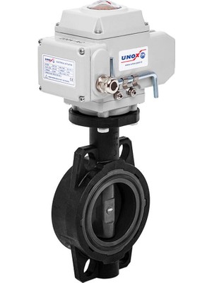 Unox Ø200 24V DC Elektrik Aktüatörlü U-Pvc Kelebek Vana Asit Için