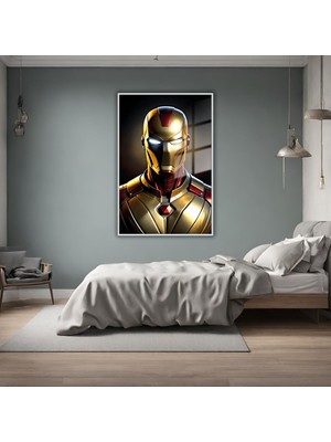 Gaagart Metal Çerçeveli Temperli Cam Tablo Film Karakteri Iron Man