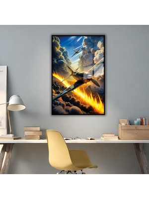 Gaagart Metal Çerçeveli Temperli Cam Tablo War Plane Görseli