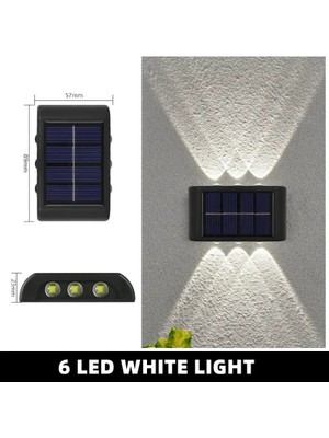 Xiyu Shop 6led-1pcs-Beyaz Güneş Duvar Lambası Açık Su Geçirmez Güneş Işıkları Bahçe Sokak Peyzaj Balkon Açık Dekor Için Yukarı ve Aşağı Aydınlık Aydınlatma (Yurt Dışından)