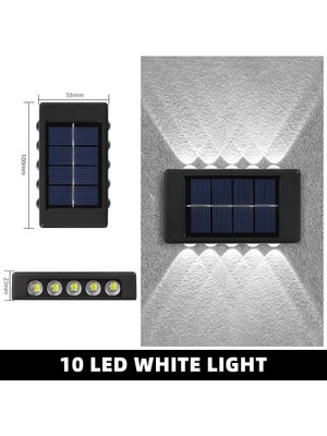 Xiyu Shop 10LED-1PCS-BEYAZ Güneş Duvar Lambası Açık Su Geçirmez Güneş Işıkları Bahçe Sokak Peyzaj Balkon Açık Dekor Için Yukarı ve Aşağı Aydınlık Aydınlatma (Yurt Dışından)