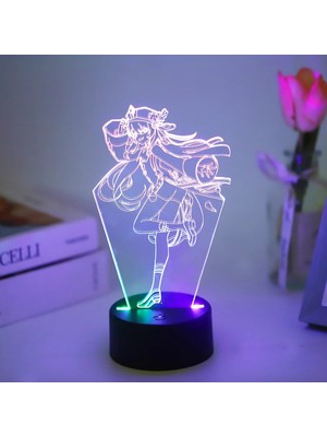 Xiyu Shop Xingqiu Tarzı Seyreltik Yeni Ge Etki Hu Tao Xiao 3D LED Gece Lambası Anime Iki Tonlu Lamba Çocuk Yatak Odası Dekor Noel Doğum Günü Hediyesi Yae Miko (Yurt Dışından)