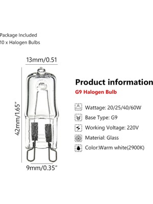 Xiyu Shop 60W G9 Halojen Ampul 2800K 220V 20W 25W 40W 60W Kapsül LED Lamba Ampulü Takılı Boncuk Kristal Lamba Avize Aydınlatma (Yurt Dışından)