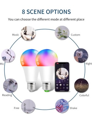 Xiyu Shop Wifi Coruı Wıfıbluetooth Akıllı Ampul E27 LED Lamba Rgbcw Renkli Kısılabilir Işık Alexa Google Home Dohome Homekit ile Çalışmak (Yurt Dışından)