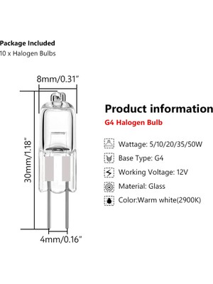 Xiyu Shop 50W Ack G4 Halojen Kapsül Ampuller LED Lambayı Değiştirin 12 V Enerji Tasarruflu Halojen Kapsül Ampuller Sıcak Beyaz (Yurt Dışından)