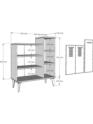 Zerka Concept Ceneviz 3 Kapaklı 6 Raflı Ayakkabılık Çok Amaçlı Dolap Beyaz