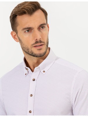 Pierre Cardin Erkek Bordo Slim Fit Uzun Kollu Gömlek 50266529-VR014