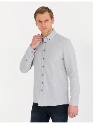 Pierre Cardin Erkek Gri Slim Fit Uzun Kollu Gömlek 50265762-VR024