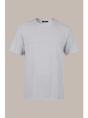 Mmetalic Erkek Gri T- Shirt Regular Fit Rahat Kesim Bisiklet Yaka Basic Tişört