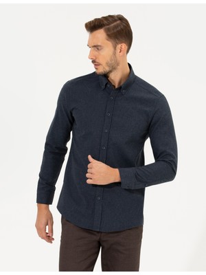Pierre Cardin Erkek Lacivert Slim Fit Uzun Kollu Gömlek 50259500-VR033