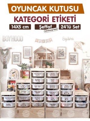 Tuğset Etiket Oyuncak Dolabı Kutusu Kategori Etiketi Türkçe, Organizer Etiketi  Şeffaf Düzenleme Organizer KAHVERENGI-T943