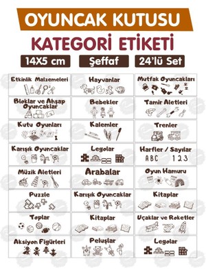 Tuğset Etiket Oyuncak Dolabı Kutusu Kategori Etiketi Türkçe, Organizer Etiketi  Şeffaf Düzenleme Organizer KAHVERENGI-T943