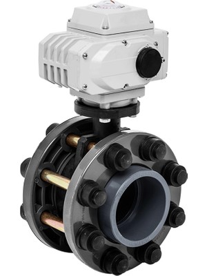 Unox Ø110 220V Ac Elektrik Aktüatörlü U-Pvc Takım Kelebek Vana Asit Için